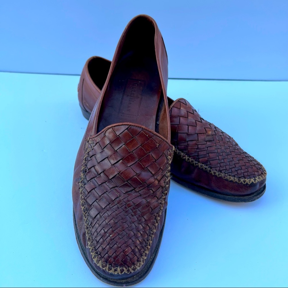 Cole Haan Men’s City Brown Leather Basket Weave Loafers Sz 11.5